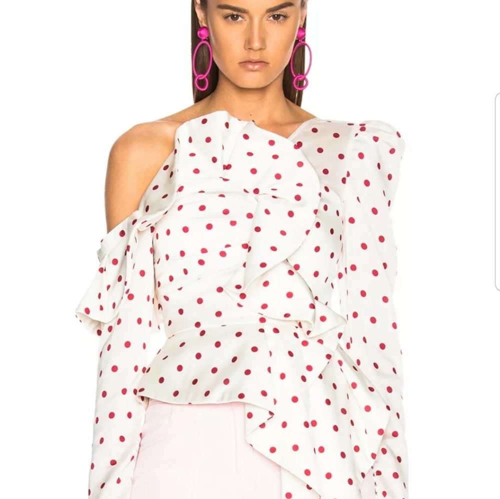 Self Potrait Polka Frill Blouse